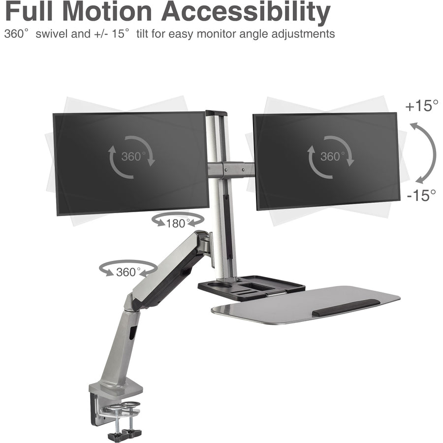Ergonomic Standing Desk Converter With Height Adjustable Keyboard & Counterbalance Monitor Mount CE-MT2G12-S1