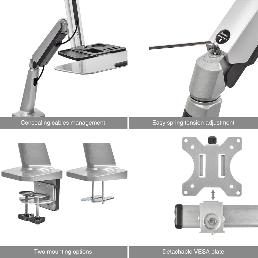 Ergonomic Standing Desk Converter With Height Adjustable Keyboard & Counterbalance Monitor Mount CE-MT2G12-S1