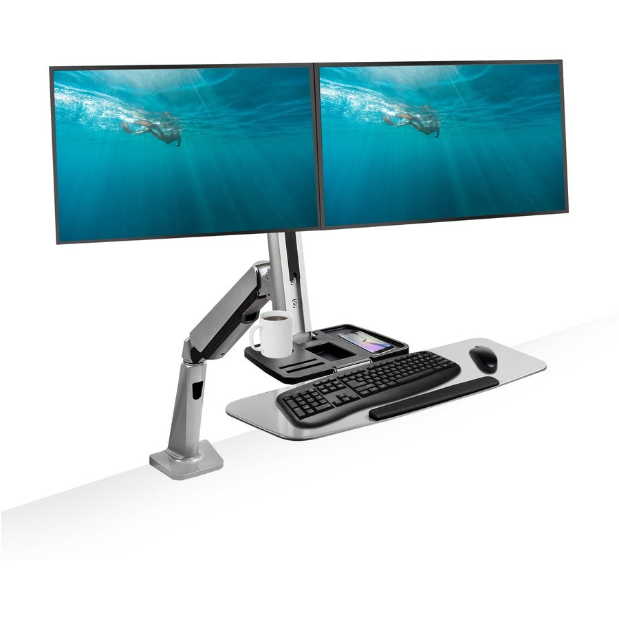 Ergonomic Standing Desk Converter With Height Adjustable Keyboard & Counterbalance Monitor Mount CE-MT2G12-S1