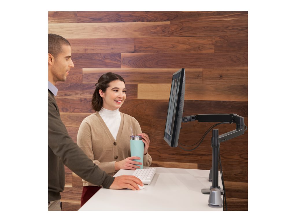 Ergotron - Mounting kit (articulating arm, tall pole, 2-piece desk clamp) - for monitor - aluminum - matte black -