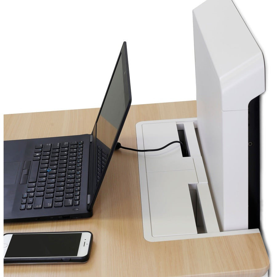 Ergotron WorkFit Elevate with Power Access (Mendota Maple) Sit-Stand Wall Desk 24-802-S893