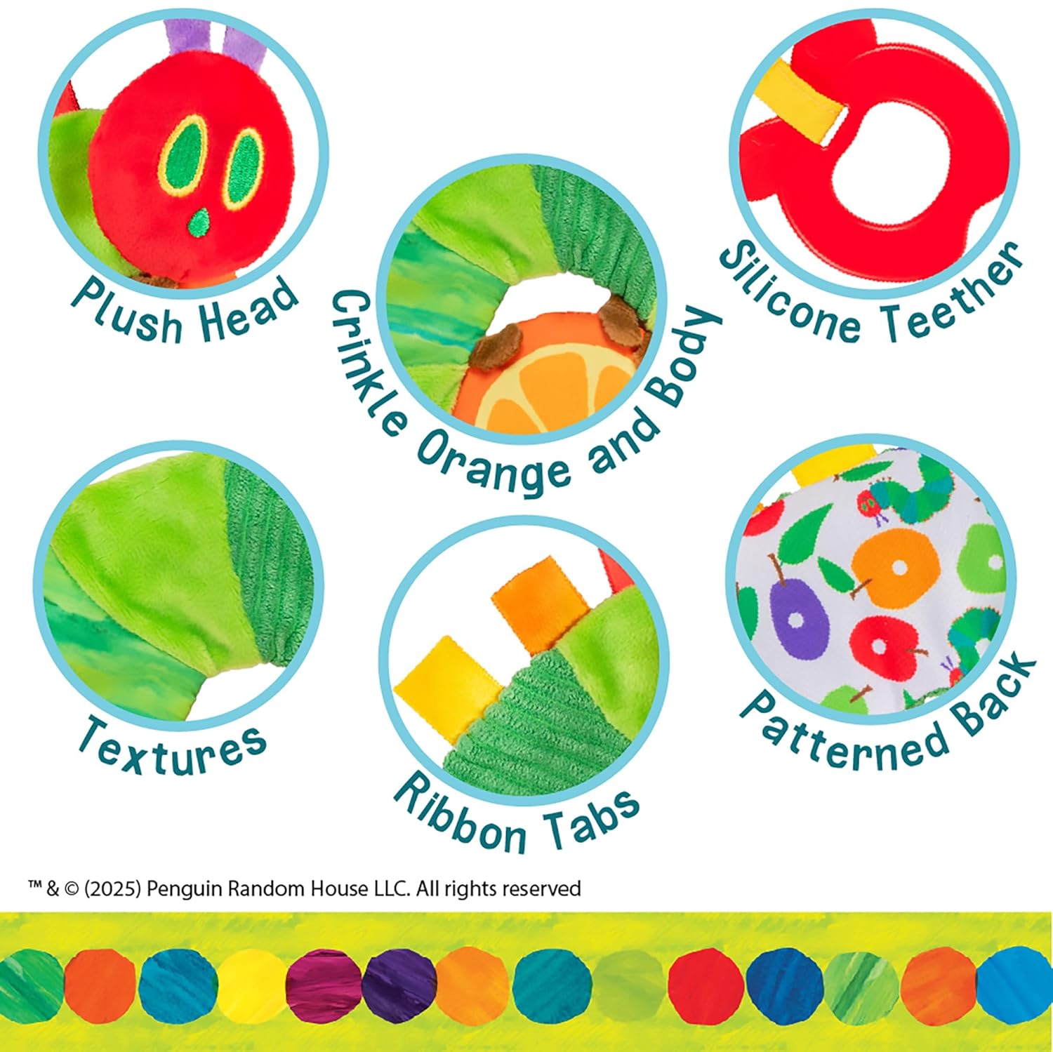 Eric Carle - The Very Hungry Caterpillar Sensory Toy with Crinkle Orange Slice and Teether Ring