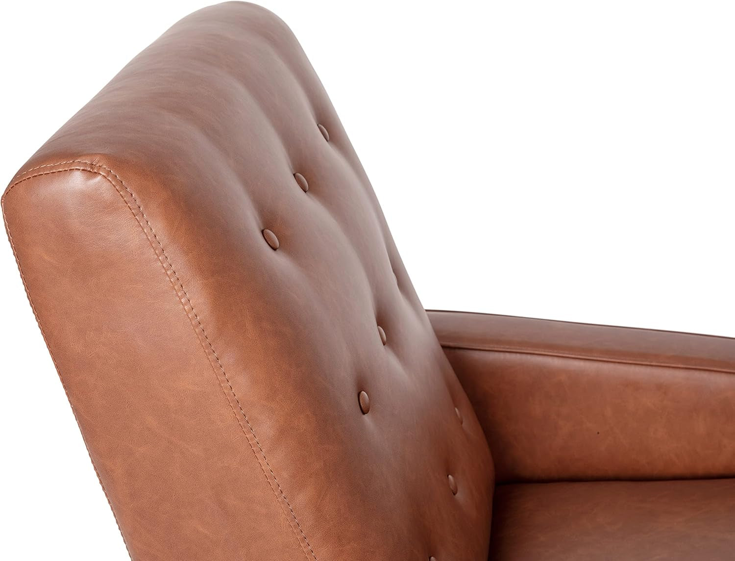 Erza Cognac Brown Leathersoft Pushback Mid Century Modern Recliner Chair