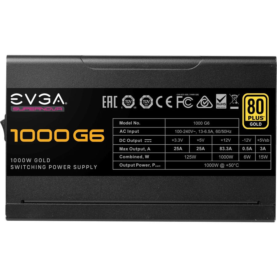 Evga Supernova G6 Series 220-G6-1000-X1 1000W 80 Plus Gold Fully Modular 10 Year Warranty Power Supply