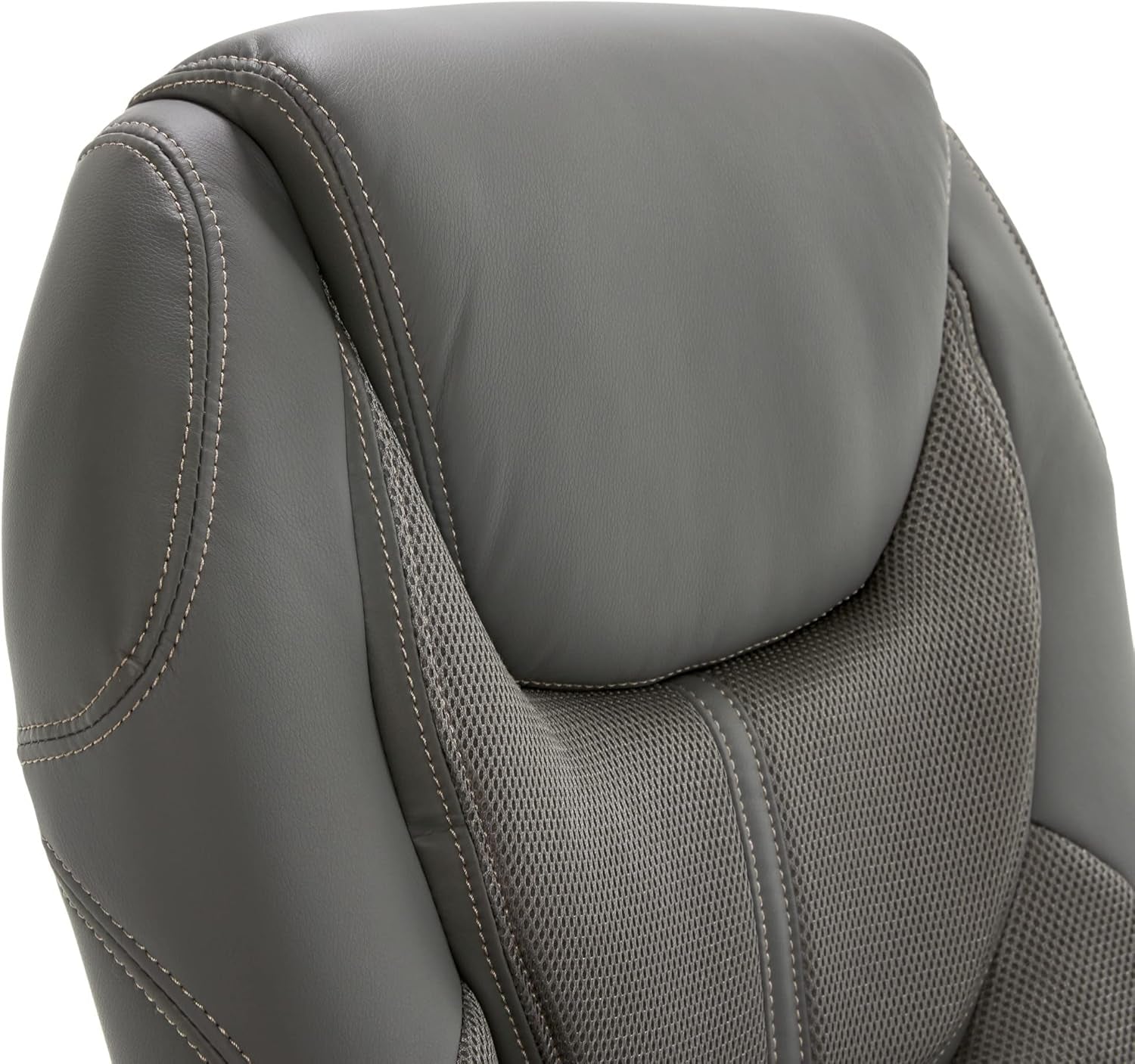 Executive Ergonomic Office Chair With Lumbar Support And Padded Arms Light Gray