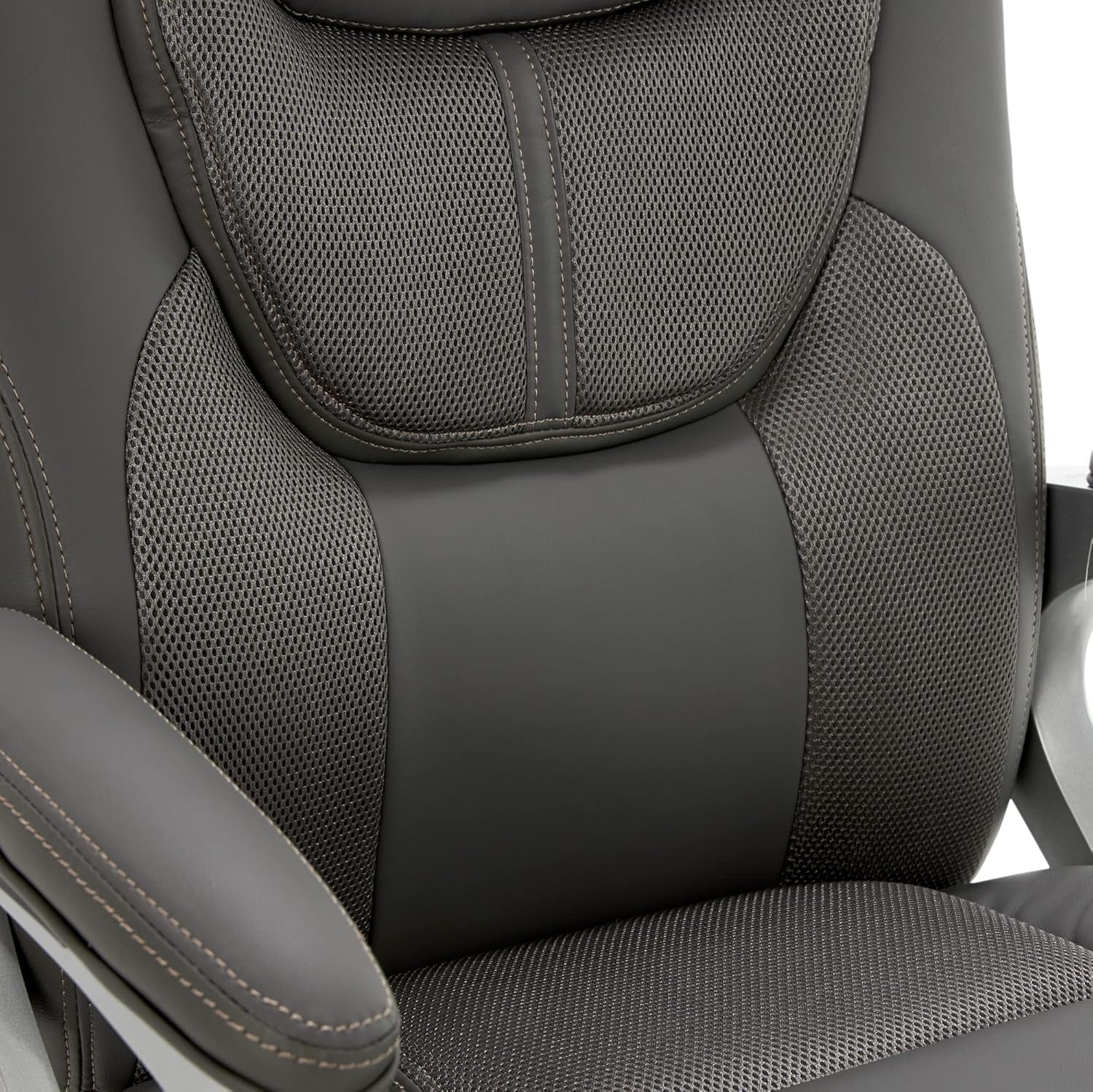 Executive Ergonomic Office Chair With Lumbar Support And Padded Arms Light Gray