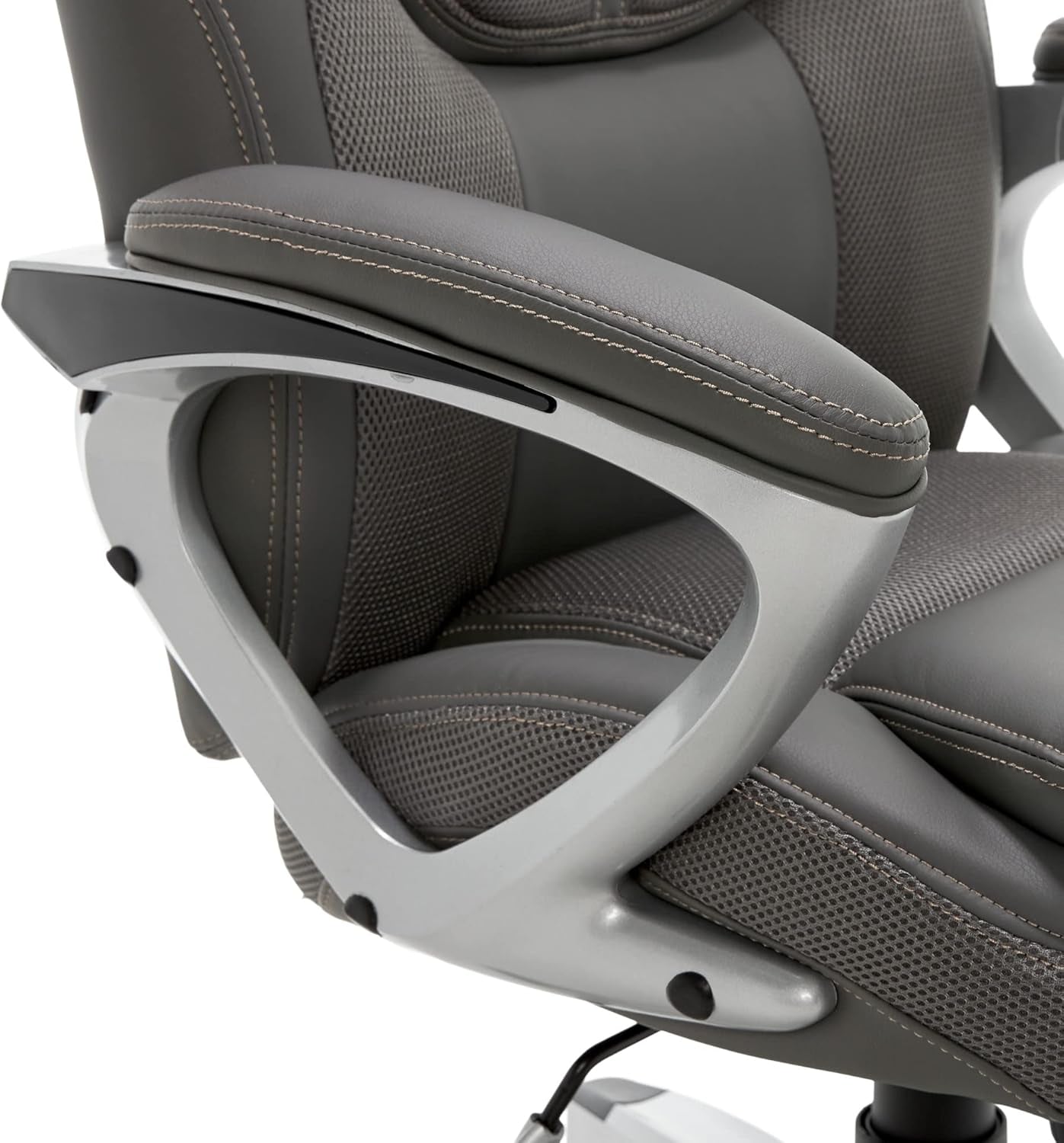 Executive Ergonomic Office Chair With Lumbar Support And Padded Arms Light Gray