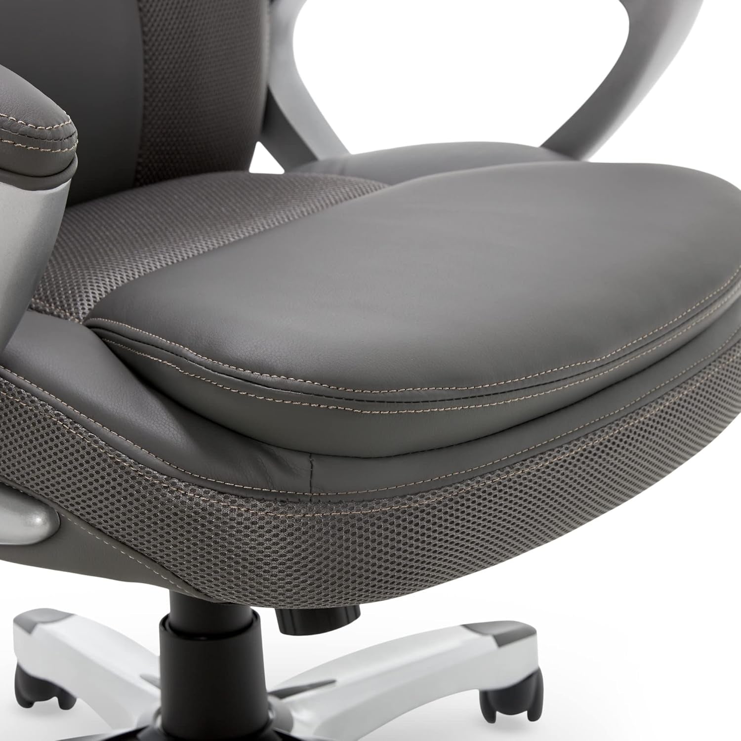 Executive Ergonomic Office Chair With Lumbar Support And Padded Arms Light Gray