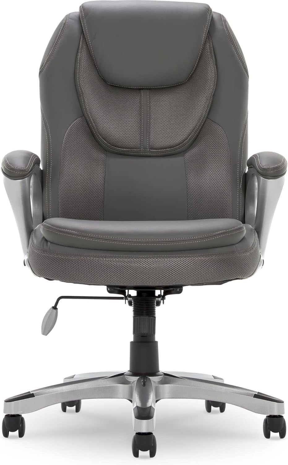 Executive Ergonomic Office Chair With Lumbar Support And Padded Arms Light Gray