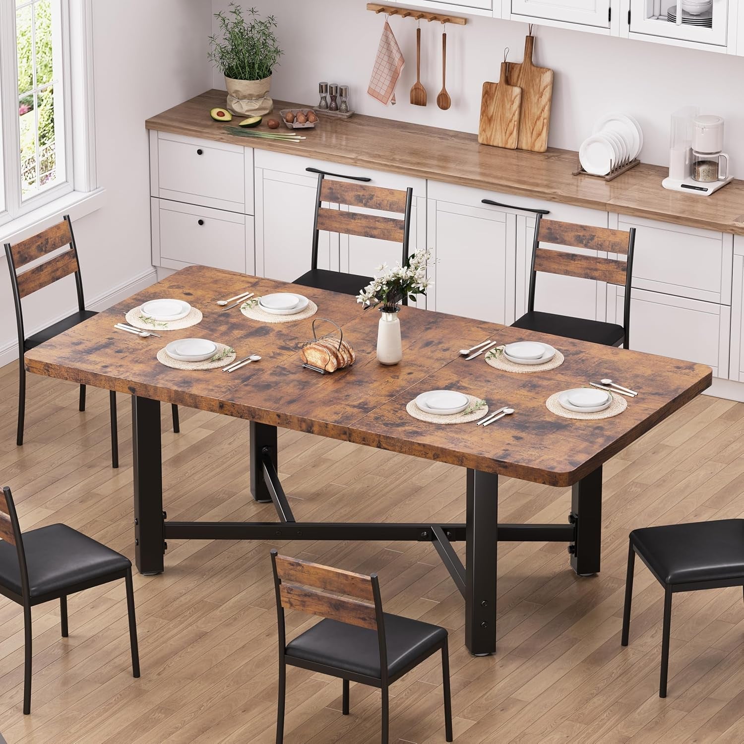 Extendable 62 Inch Brown Wood Dining Table Seats 4 To 6