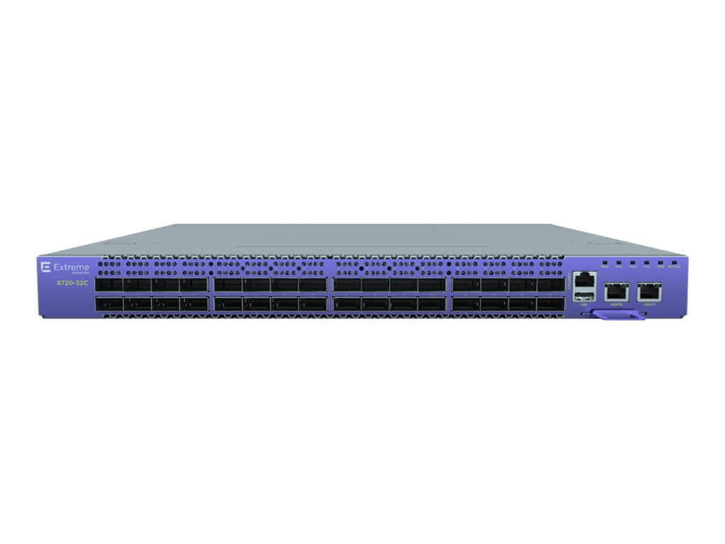 Extreme Networks Extreme 8720-32C-AC-F - Switch - 32 x 100 Gigabit QSFP28 / 40 Gigabit QSFP+ - front to back airflow - rack-mountable