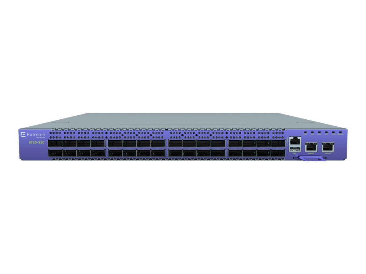 Extreme Networks Extreme 8720-32C-AC-F - Switch - 32 x 100 Gigabit QSFP28 / 40 Gigabit QSFP+ - front to back airflow - rack-mountable