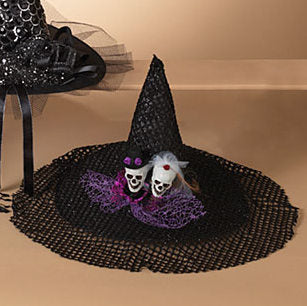 Fabric Halloween Witches Hat - Skulls
