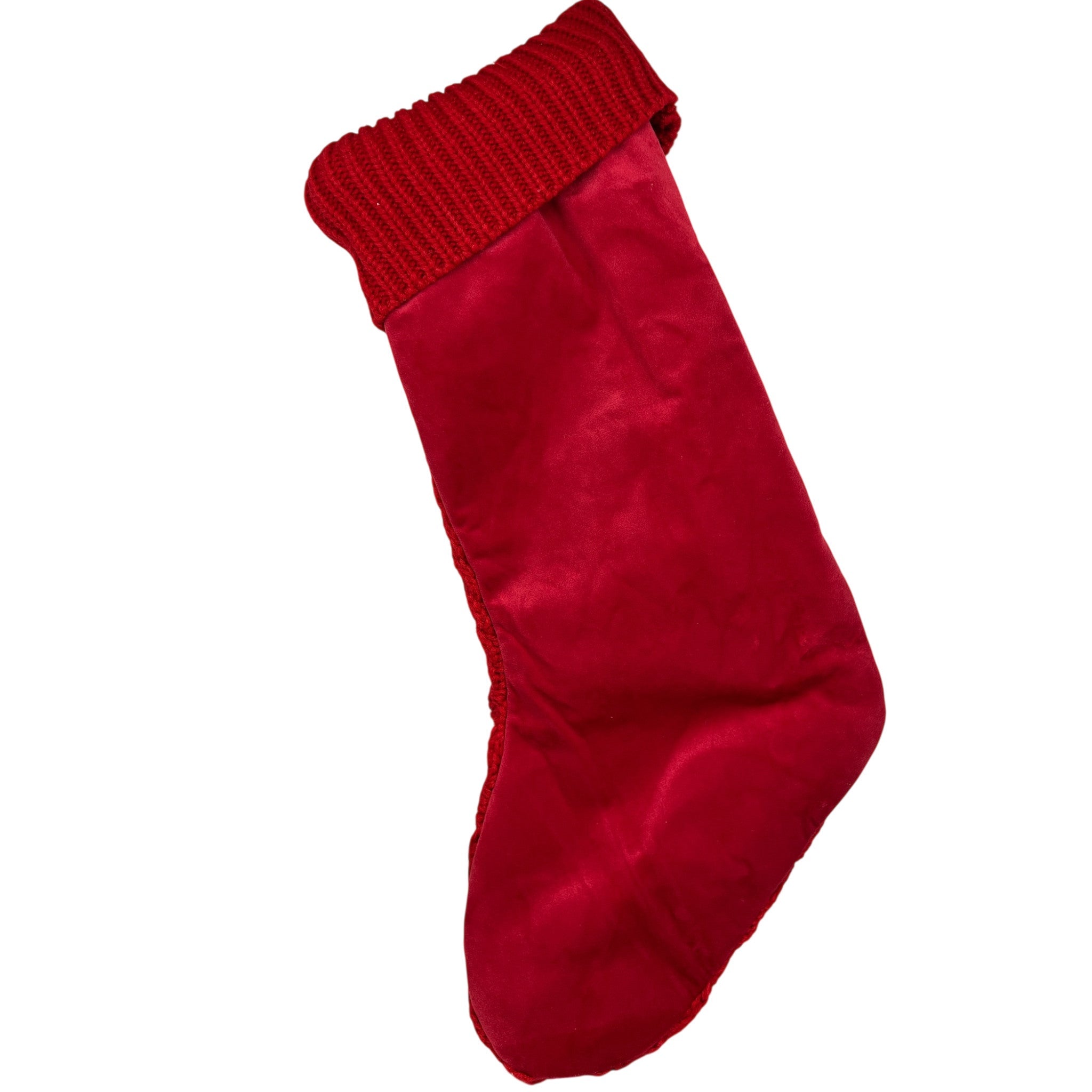 Fabric Knit Stocking Red With Peace Tag