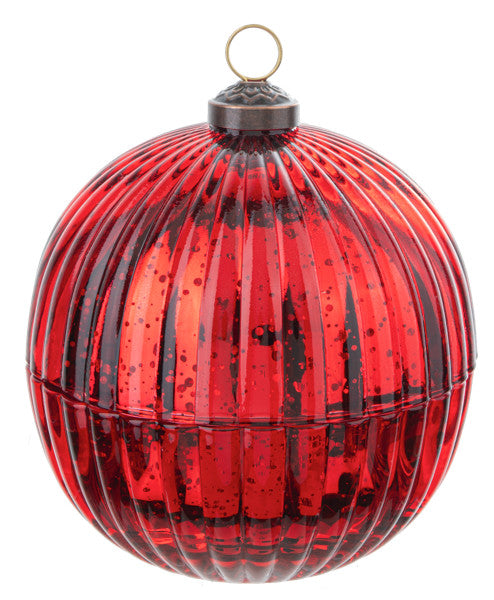 Faceted Glass Ornament Trinket Box with Place Card Holder - Red