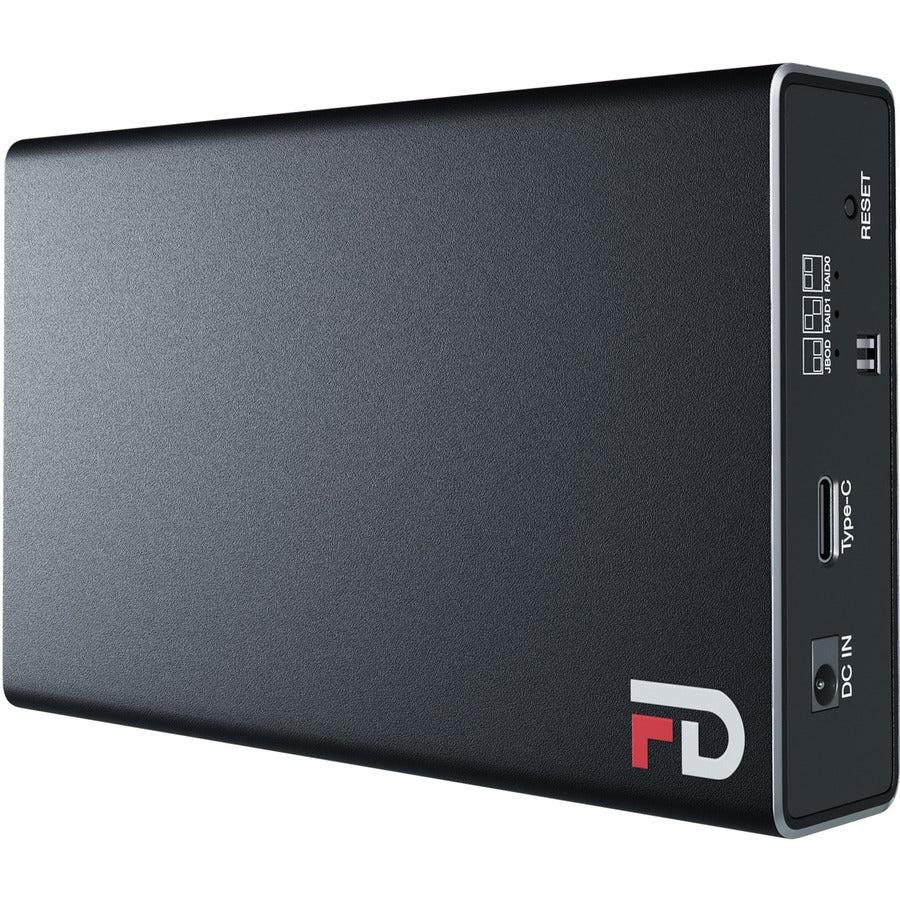 Fantom Drives FD DUO - Portable 2 Bay SSD RAID Enclosure - USB 3.2 Gen 2 Type-C - Black - Made with High Quality Aluminum - Transfer Speed up to 850MB/s - 1 Year Warranty - (DMR000E)