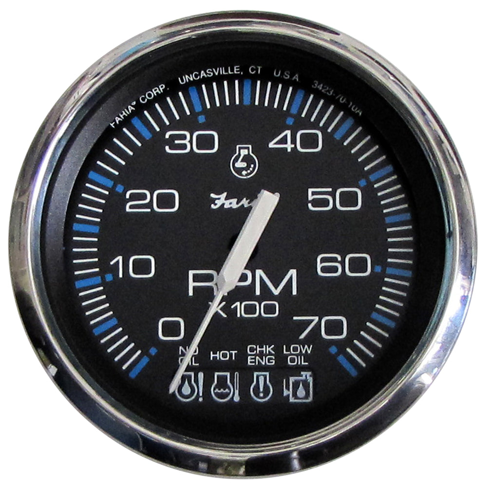 Faria Chesapeake Black SS 4" Tachometer w/Systemcheck Indicator - 7000 RPM (Gas) f/