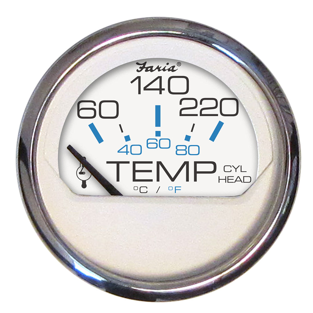 Faria Chesapeake White SS 2" Cylinder Head Temperature Gauge (60-220&deg;F)
