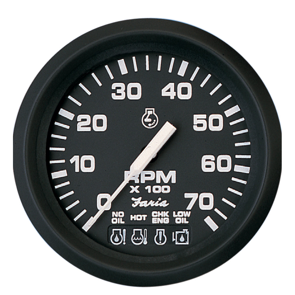 Faria Euro Black 4" Tachometer w/Systemcheck 7000 RPM (Gas) f/ Johnson / Evinrude