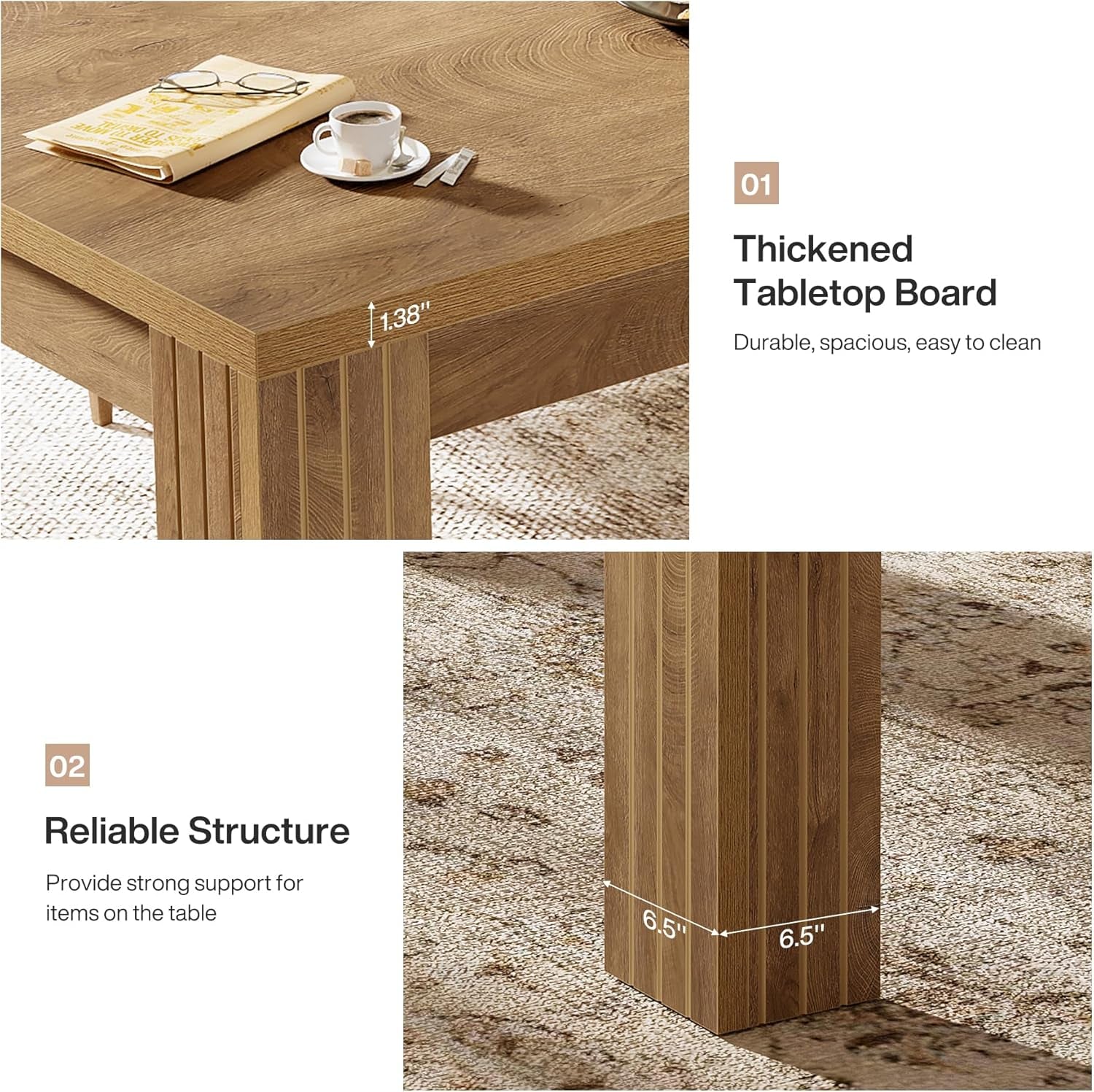 Farmhouse Rectangular Dining Table 78 Inch Natural Wood Seats 6 To 8