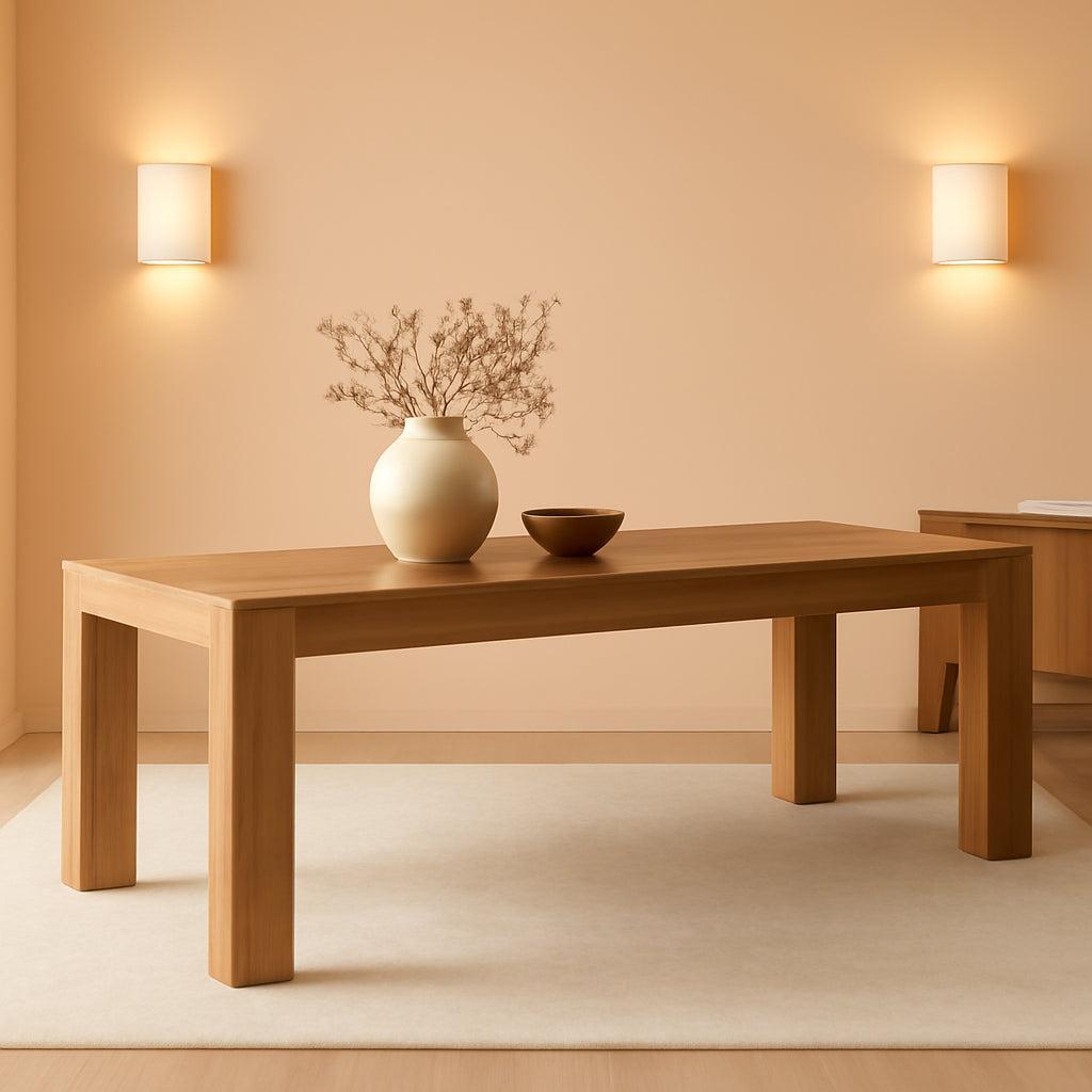 Farmhouse Rectangular Dining Table 78 Inch Natural Wood Seats 6 To 8
