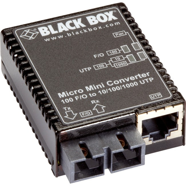 Fast Ethernet Media Converter - Black Box Micro Mini 100 Mbps Multimode Fiber SC Desktop USB Powered | Tecisoft LMC402A