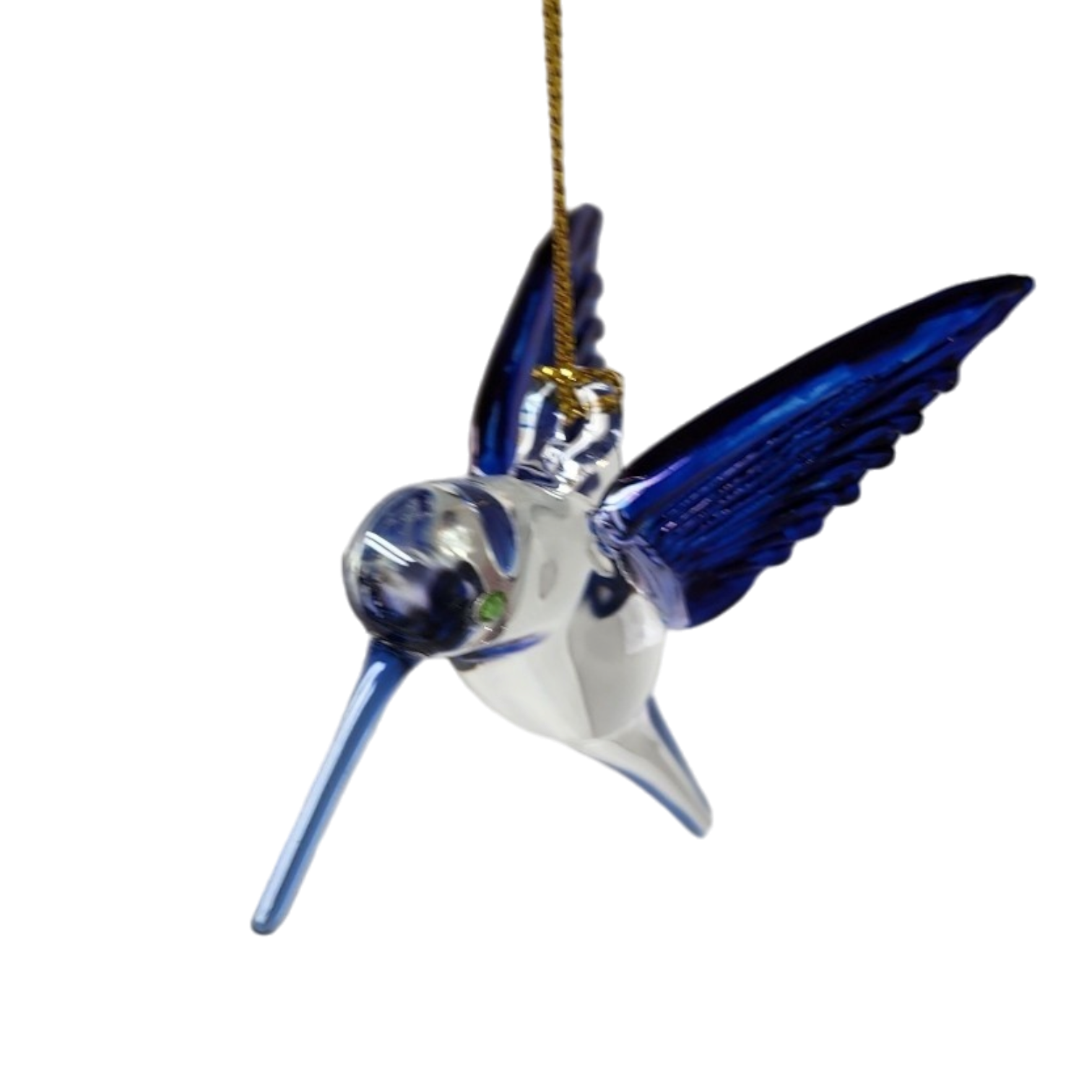 Feeding Hummingbird - Blue/Blue/Blue - Egyptian Glass Ornament