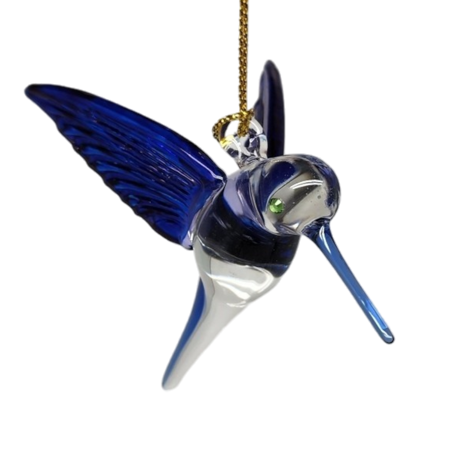 Feeding Hummingbird - Blue/Blue/Blue - Egyptian Glass Ornament