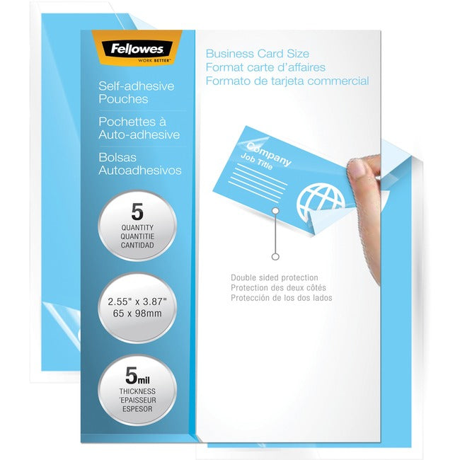 Fellowes 5220701 Pouch ID Tag Punched Self Adhesive 5 Mil - Laminating Pouches | TechSoft