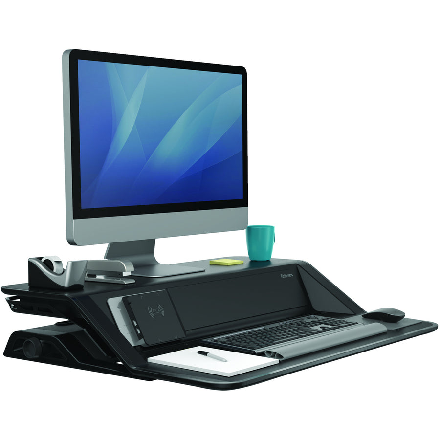 Fellowes Lotus&trade; DX Sit-Stand Workstation - Black 8080301
