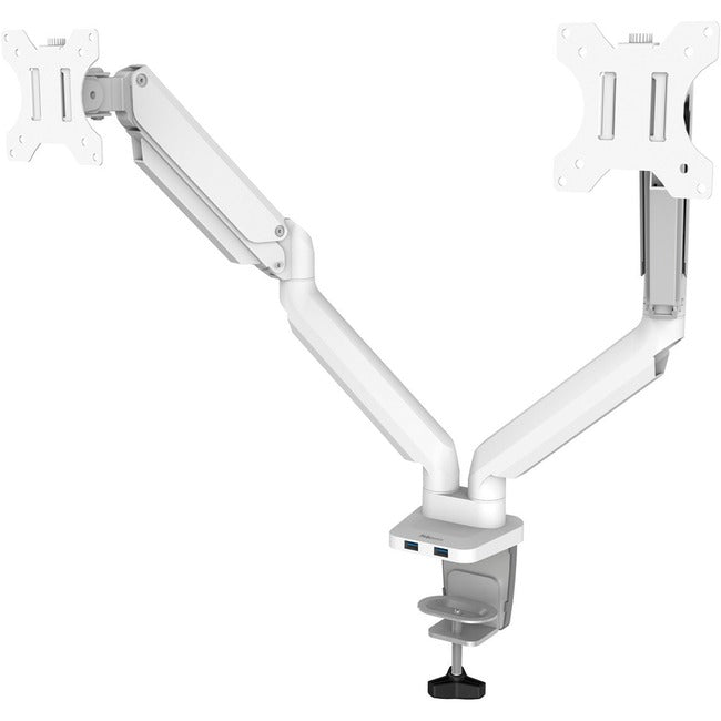 Fellowes Platinum Series High Quality Dual Monitor Arm for 32-Inch Monitors, Full Motion, 360&deg; Rotation, VESA Mount with Grommet or Clamp, USB Ports, Ergonomic, White 8056301