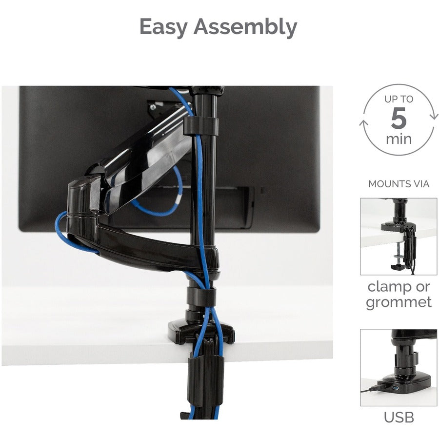 Fellowes Platinum Series High Quality Dual and Dual Stacking Monitor Arm for 27 Inch(stacking) and 32 Inch(side by side) Monitors, Full Motion, 360&deg; Rotation, VESA Mount with Grommet or Clamp, USB Ports, Ergonomic, Black 8043401