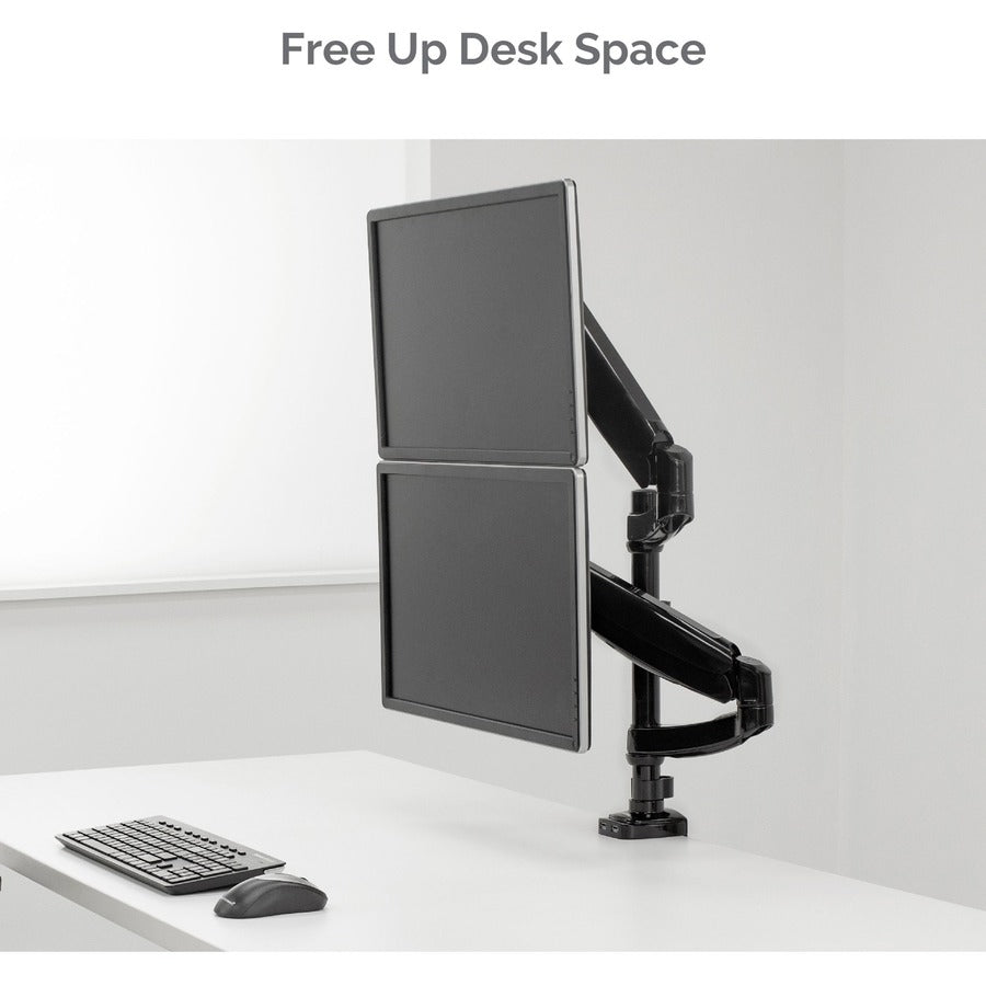 Fellowes Platinum Series High Quality Dual and Dual Stacking Monitor Arm for 27 Inch(stacking) and 32 Inch(side by side) Monitors, Full Motion, 360&deg; Rotation, VESA Mount with Grommet or Clamp, USB Ports, Ergonomic, Black 8043401