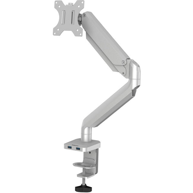 Fellowes Platinum Series High Quality Single Monitor Arm for 32-Inch Monitors, Full Motion, 360&deg; Rotation, VESA Mount with Grommet or Clamp, USB Ports, Ergonomic, Silver 8056401