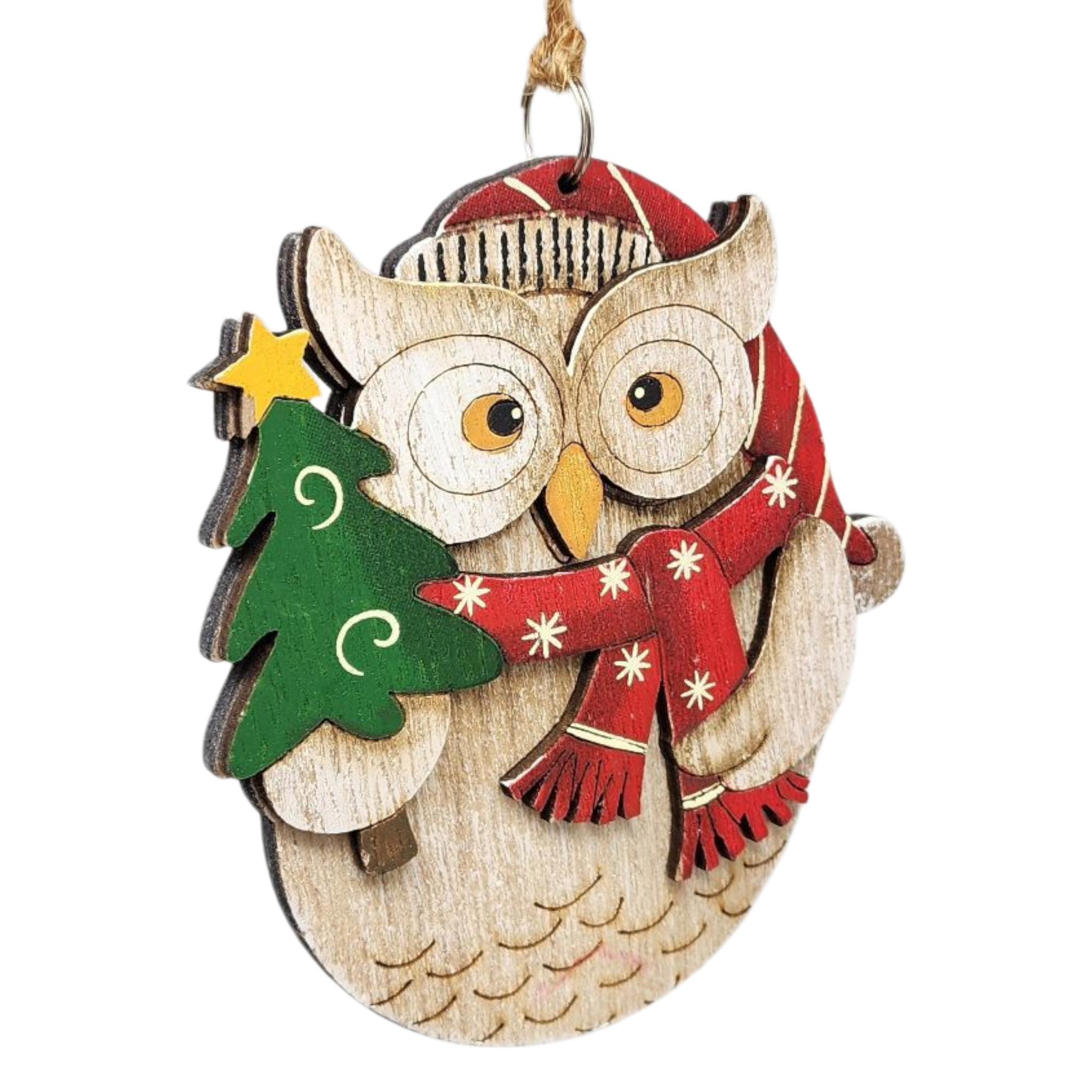 Festive Owl with Tree Holiday Ornament