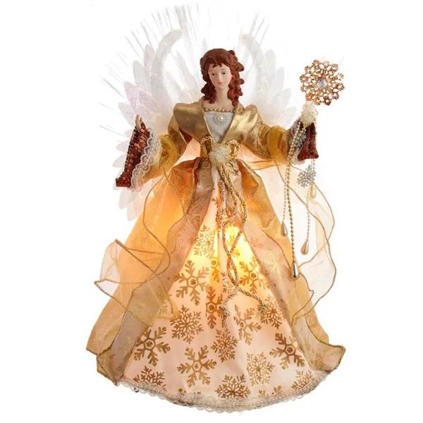 Fiber-Optic Gold Angel Treetop - 18 Inch