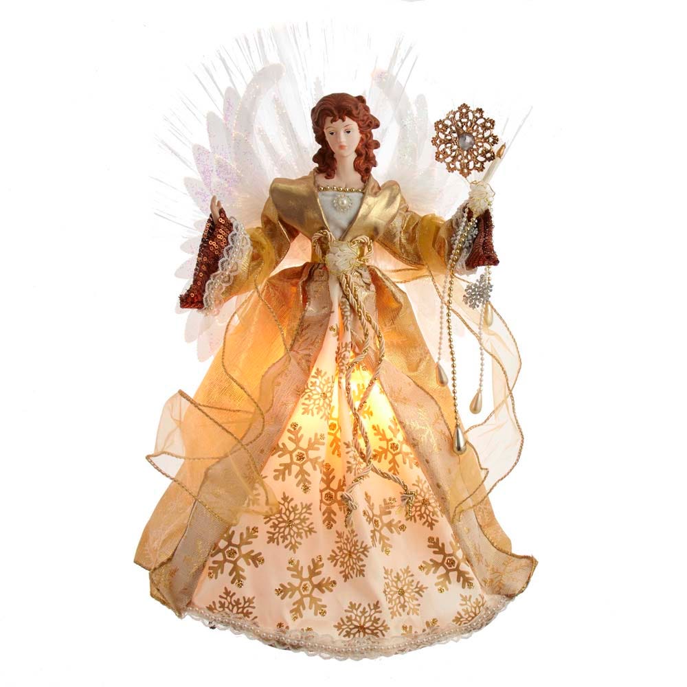 Fiber-Optic Gold Angel Treetop - 18 Inch