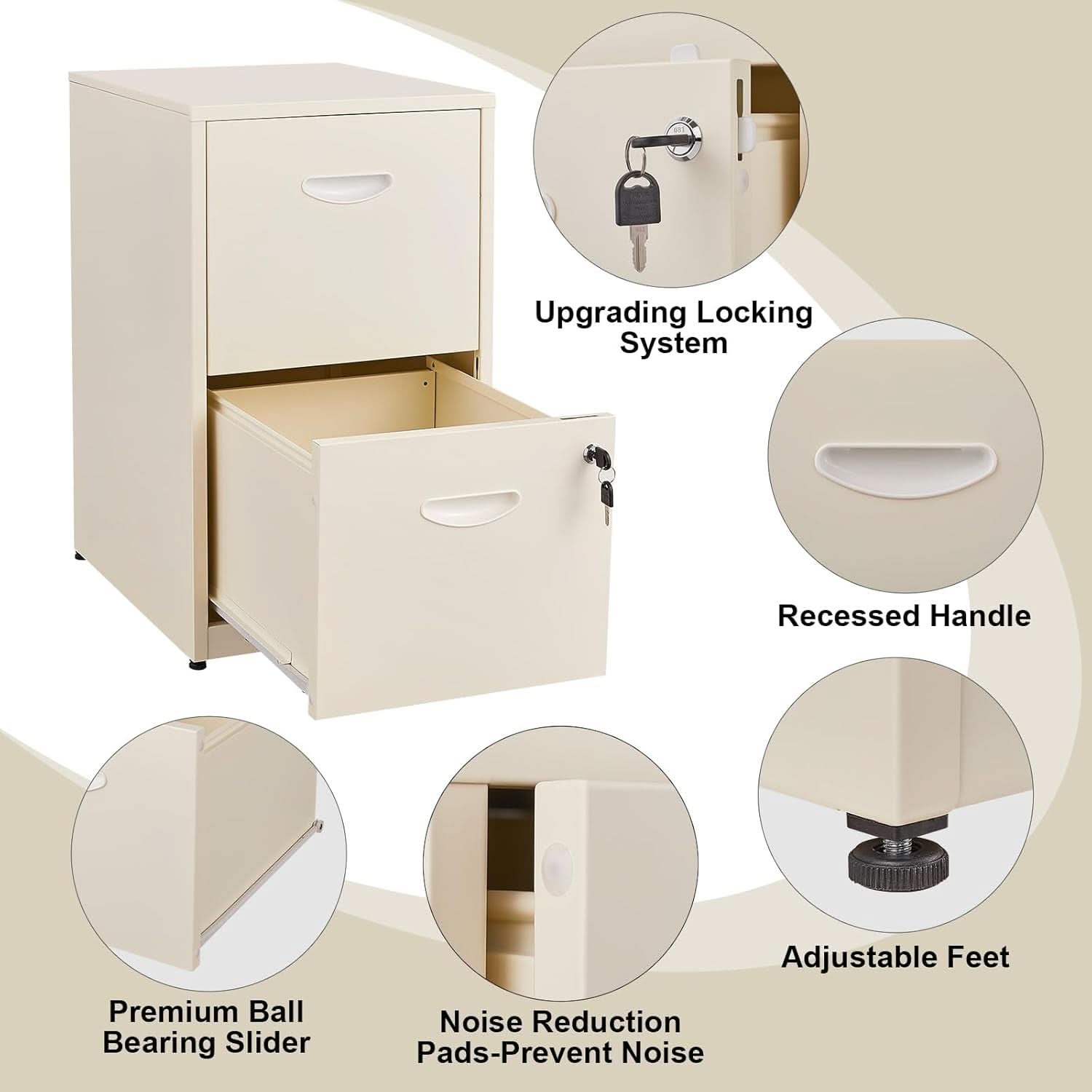 Filing Cabinet Two Drawer Lock For Letter Size Files Home Office