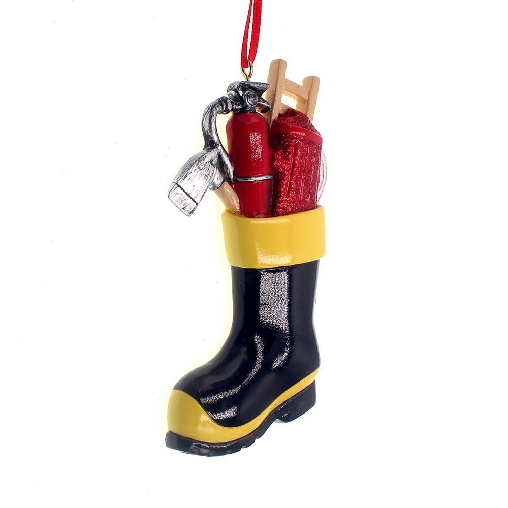 Firefighter Boot With Tools Ornament