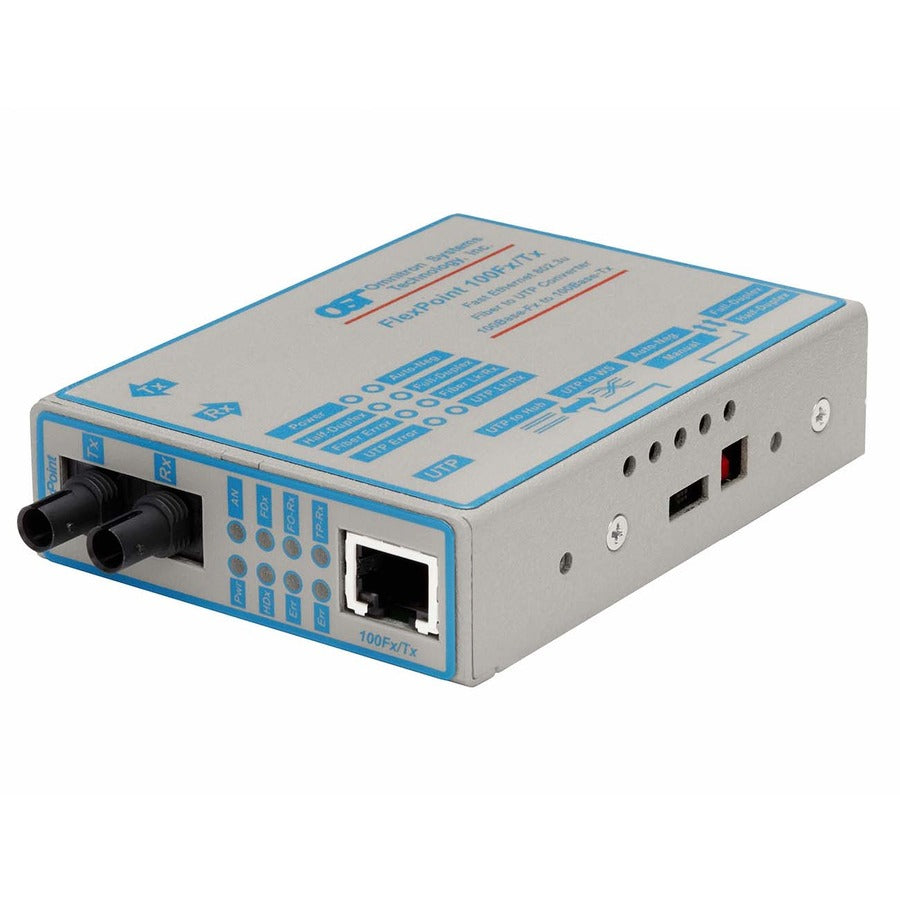 Flexpoint 100Mbps Ethernet Fiber Media Converter Rj45 St Multimode 5Km Wide Temp