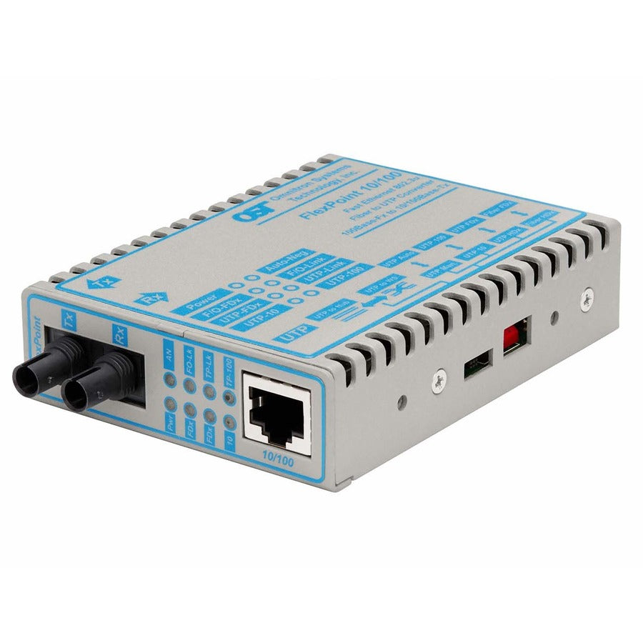 Flexpoint 10/100 Ethernet Fiber Media Converter Rj45 St Multimode 5Km Wide Temp 4342-9W