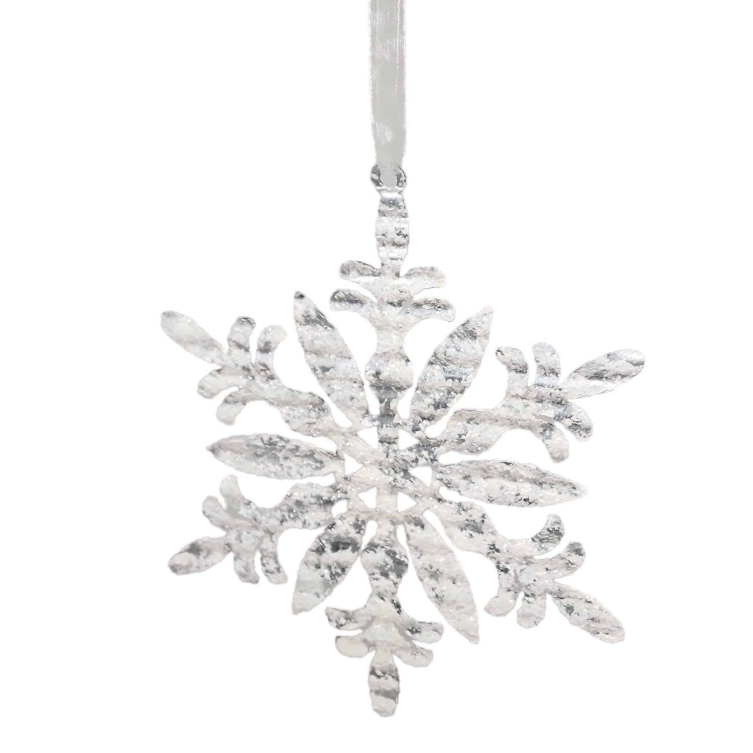Flocked 7.5" Metal Snowflake -