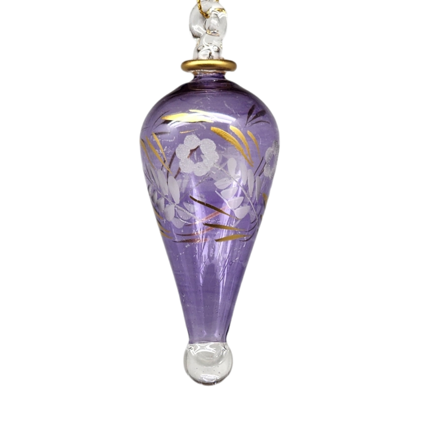Floral Etched Elongated Teardrop - Purple