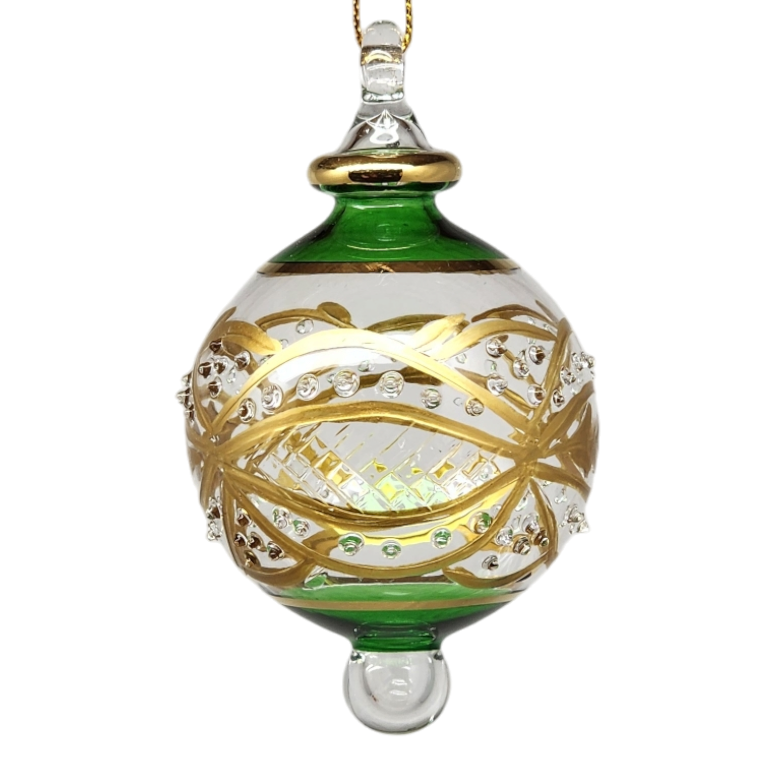 Floral Etched Stipple Ball - Green