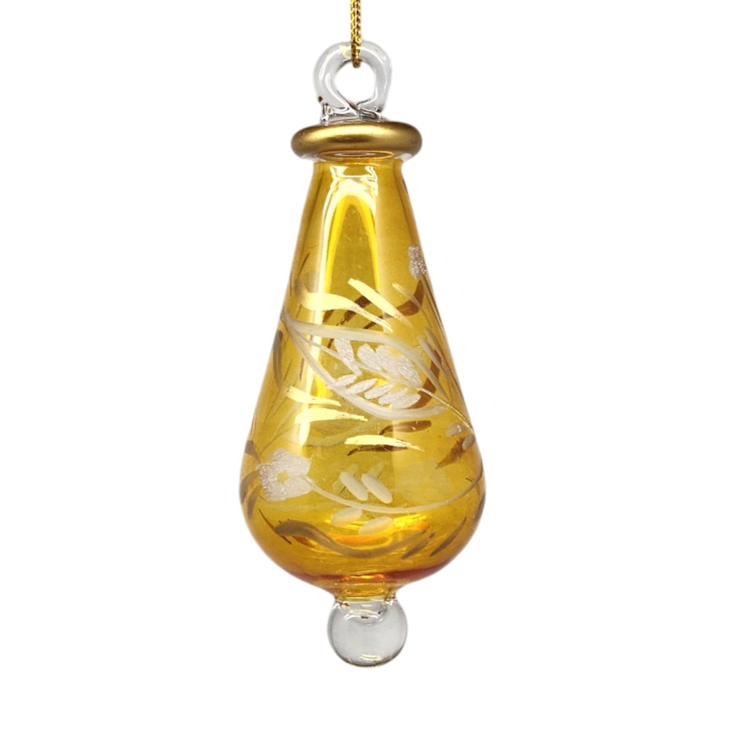 Floral Etched Teardrop - Orange