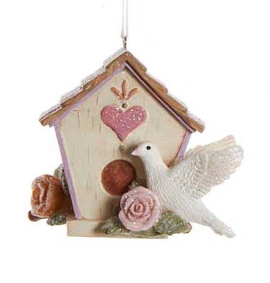Flower Birdhouse With Dove Ornament - Classic
