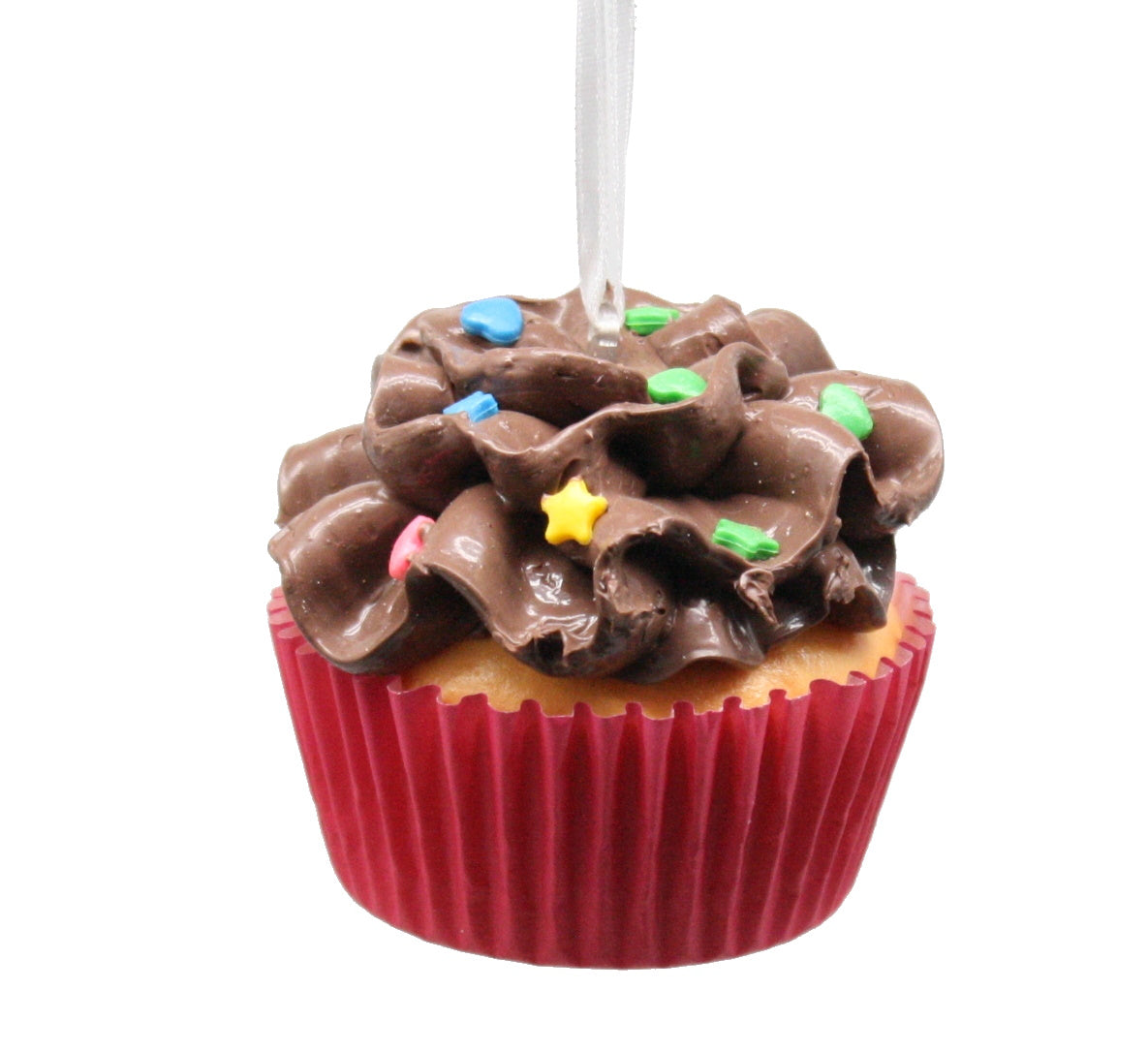 Flower Cupcake Ornaments - Brown With Shaped Sprinkles