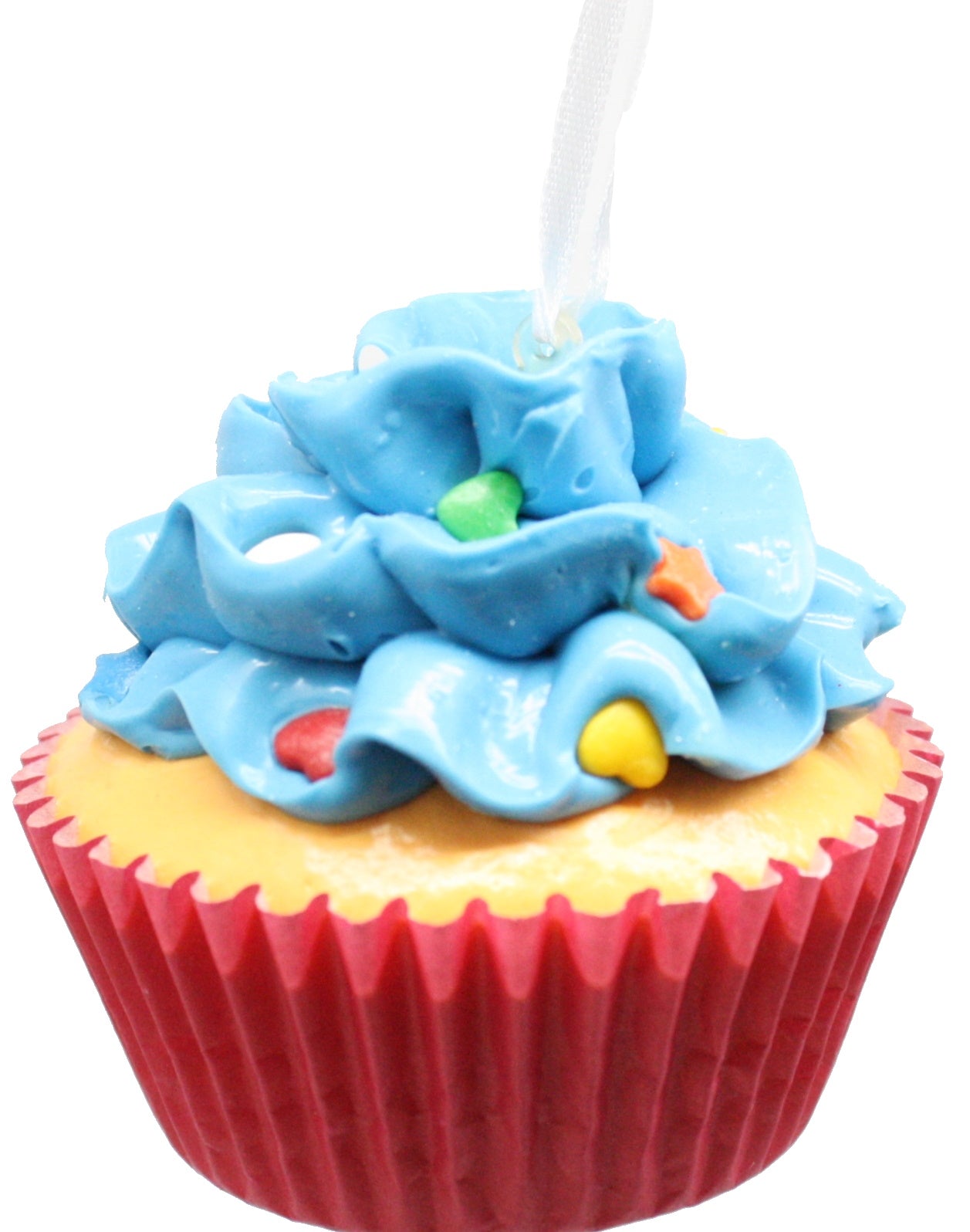 Flower Cupcake Ornaments - Light Blue with Shaped Sprinkles