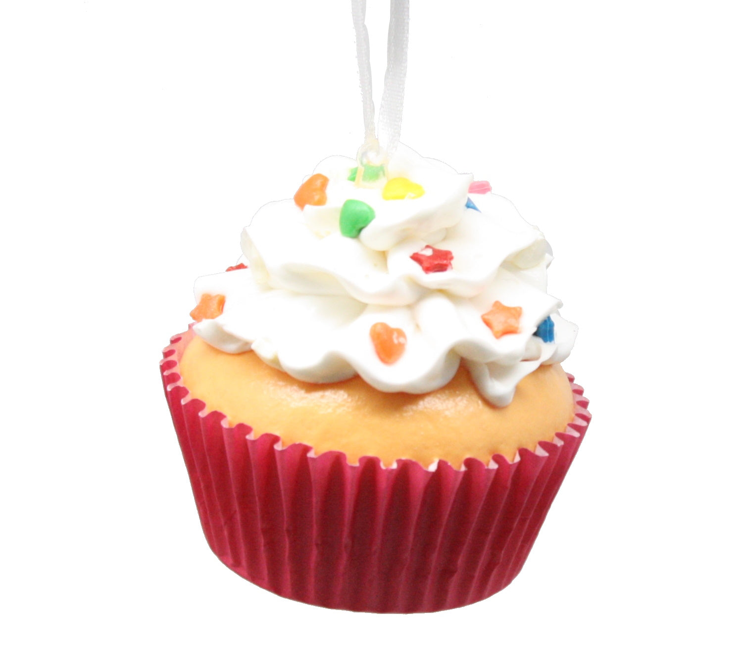 Flower Cupcake Ornaments - White With Shaped Sprinkles