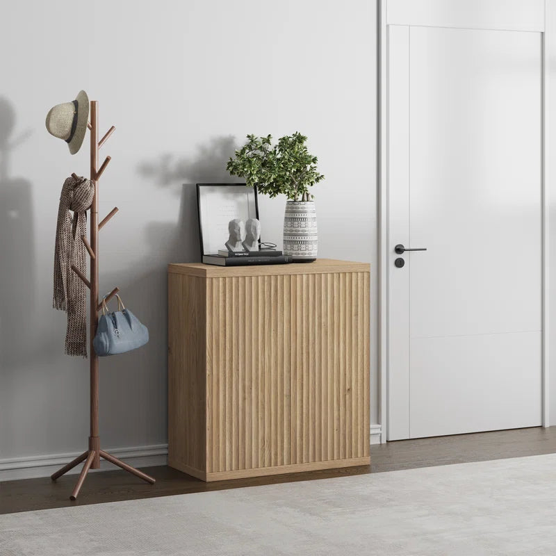 Fluted Modern Accent Cabinet With Adjustable Shelves Doors